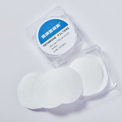 kualitas  Hydrophobic Polytetrafluoroethylene PTFE Membrane Disc Filter 0.45µm 25mm Dia pabrik