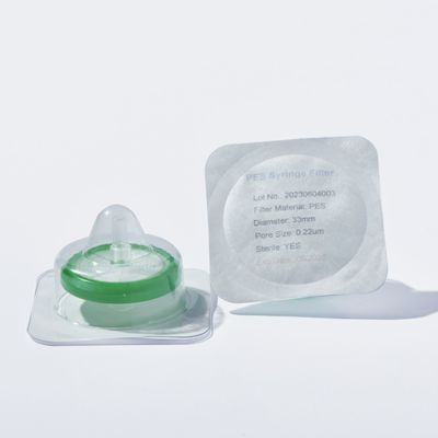 Filter Jarum Suntik Steril Satu Kali Untuk Kultivasi Sel Medium Dengan Membran 0,22 μm PES Φ33mm Dikemas Secara Individual